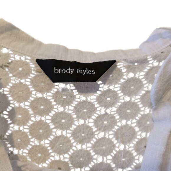 White Linen Style Top Long Sleeve Sheer V Neck Floral Lace Tunic Boho Sz XL - Picture 2 of 9